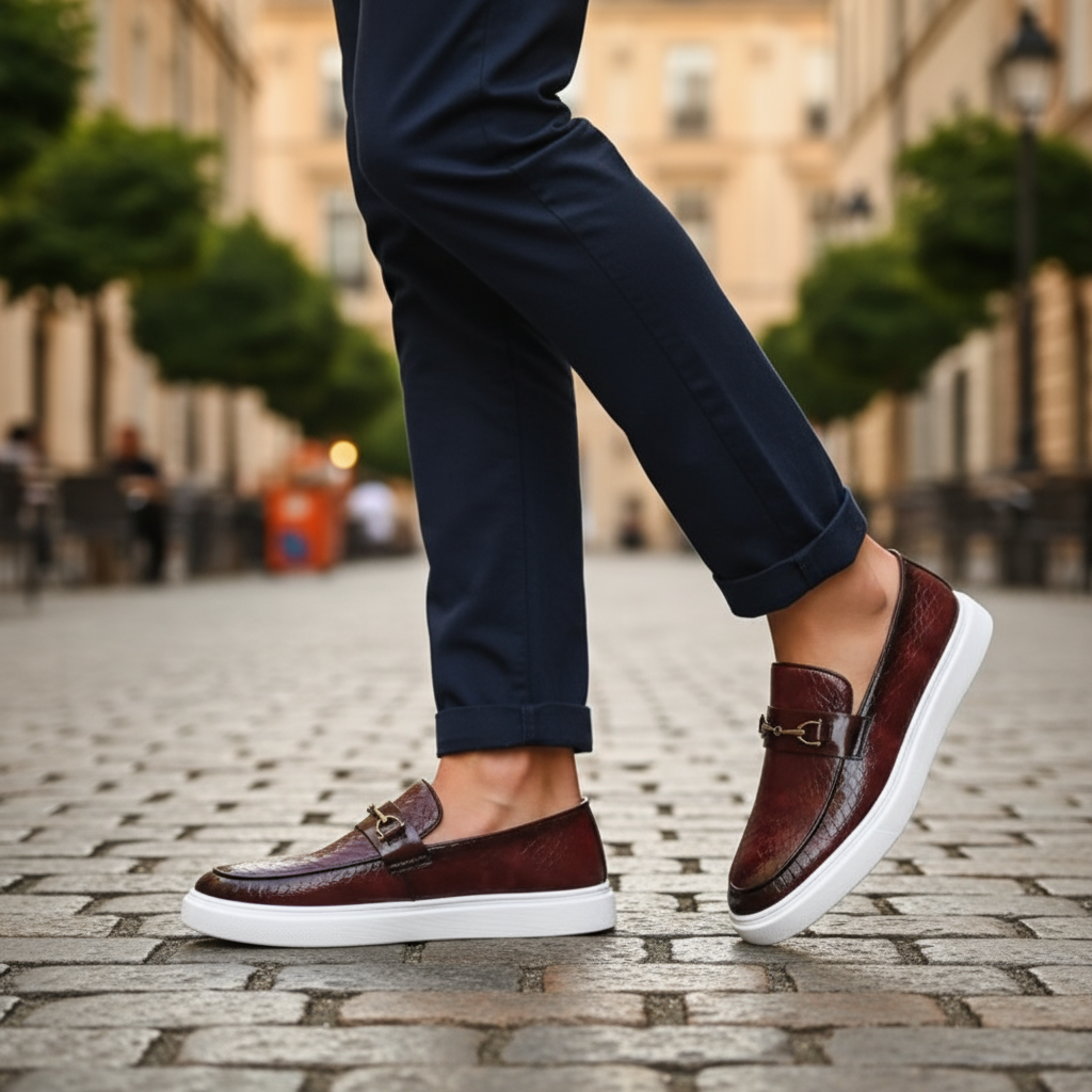 Men's Textured Buckle Loafers