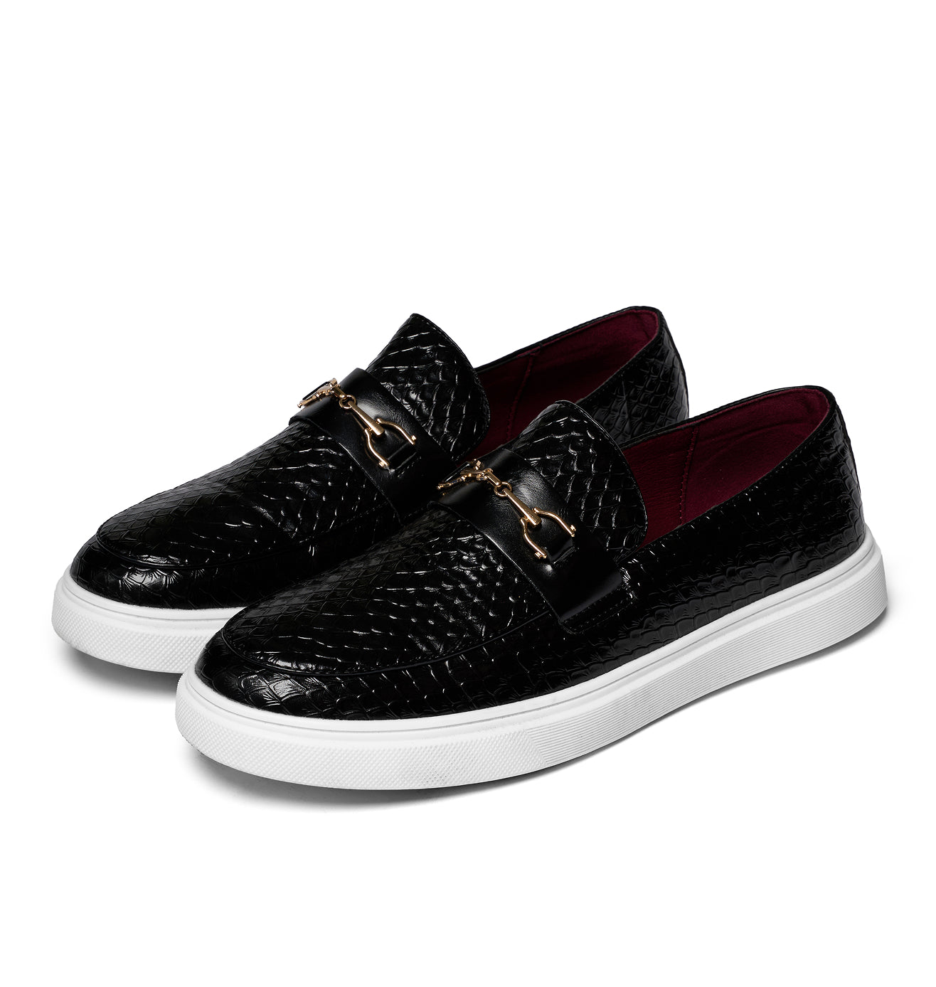 Men's Textured Buckle Loafers
