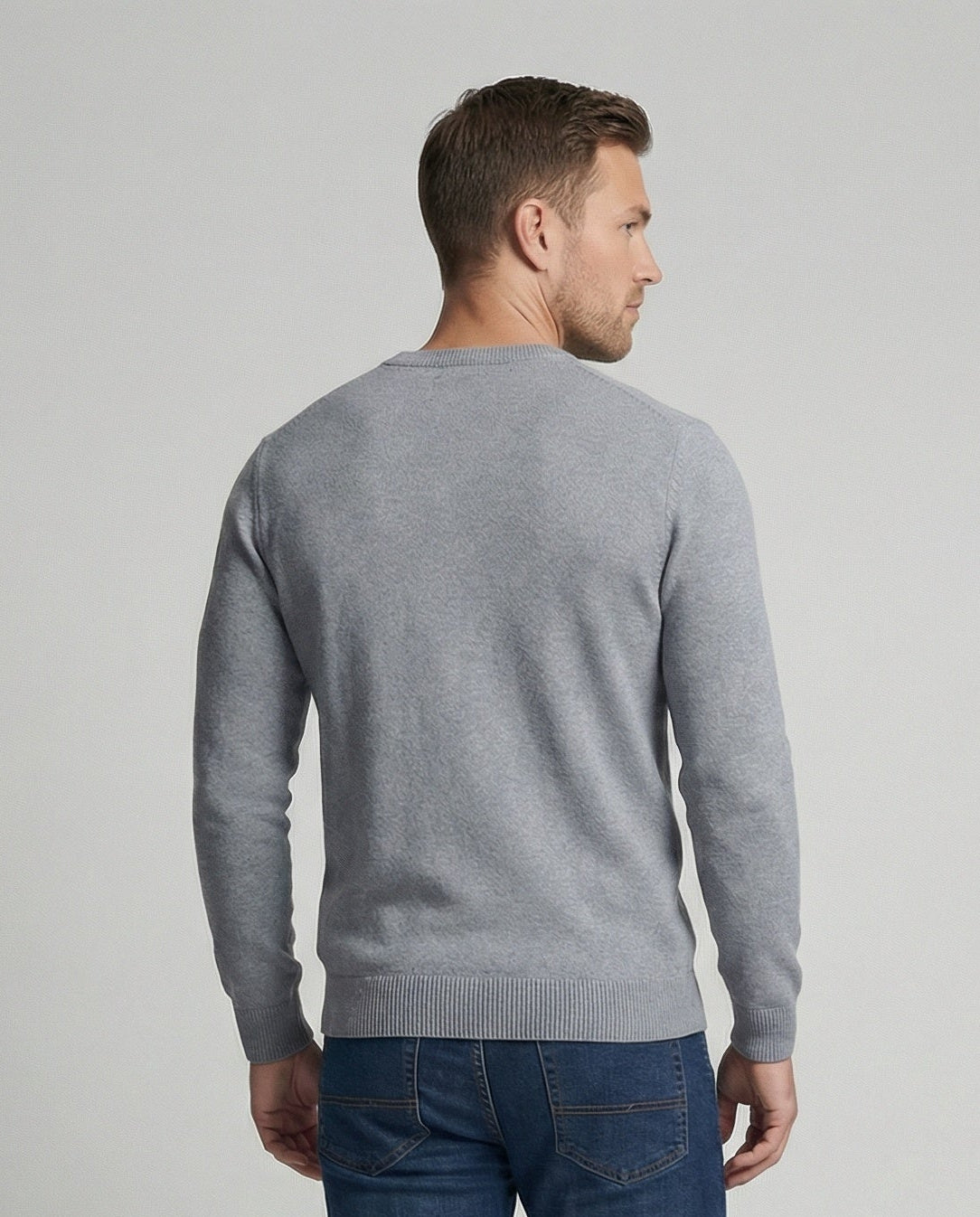 Men's V Neck Fine Knit Sweater
