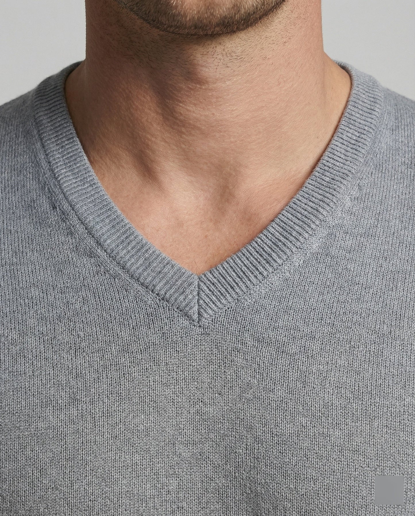Men's V Neck Fine Knit Sweater