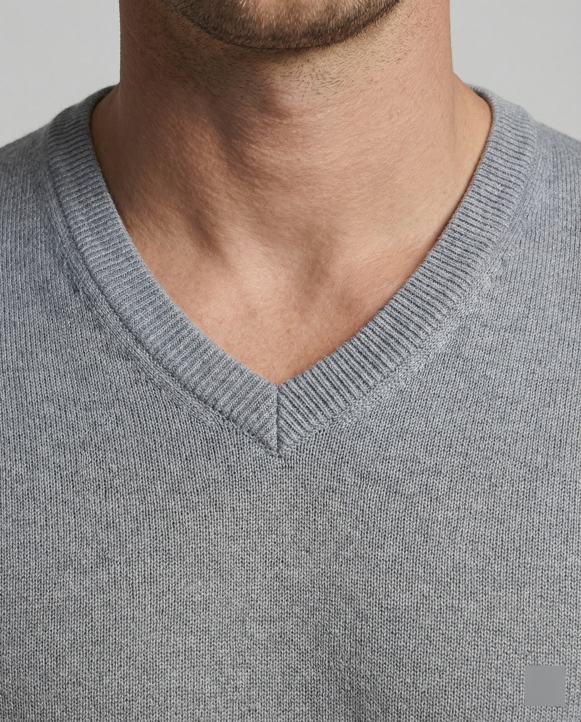 Men's V Neck Fine Knit Sweater