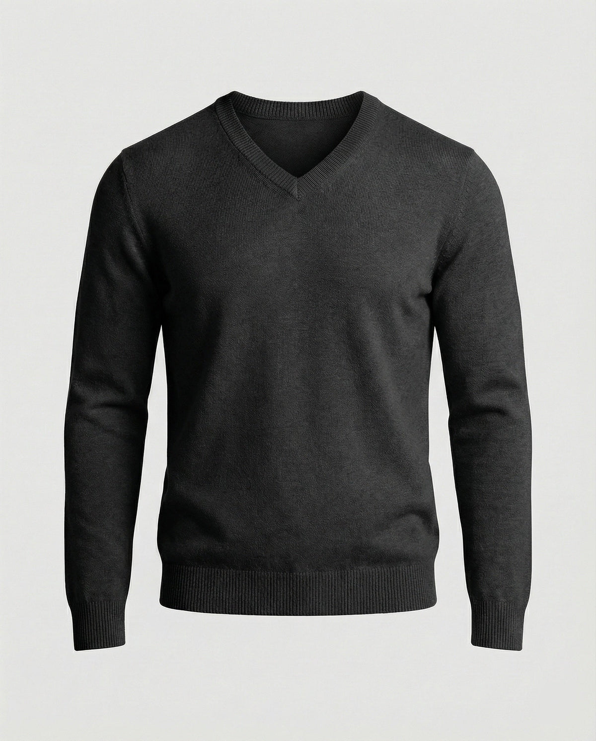 Men's V Neck Knit Sweater in Black