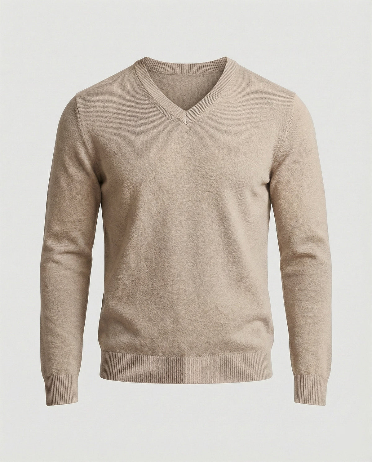 Men's V Neck Knit Sweater in Cream