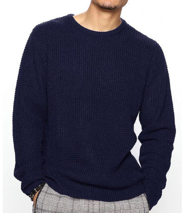 Men's Waffle Crew Neck Sweater in Teal