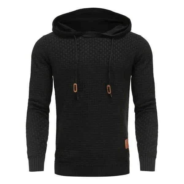 Men's Waffle Knit Hoodie in Black