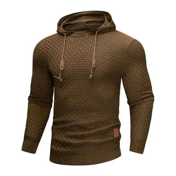 Men's Waffle Knit Hoodie in Brown