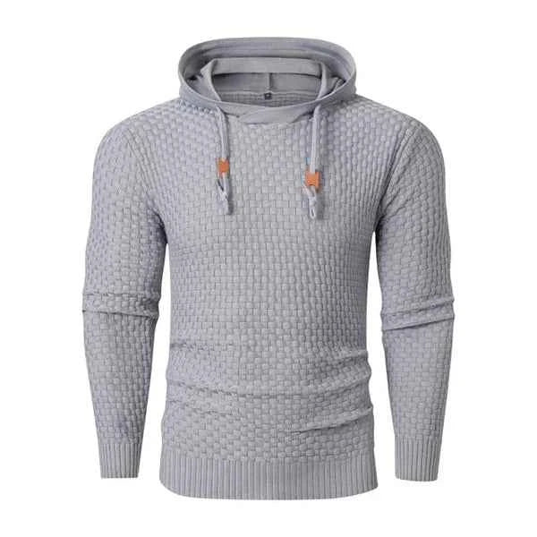 Men's Waffle Knit Hoodie in Light Grey