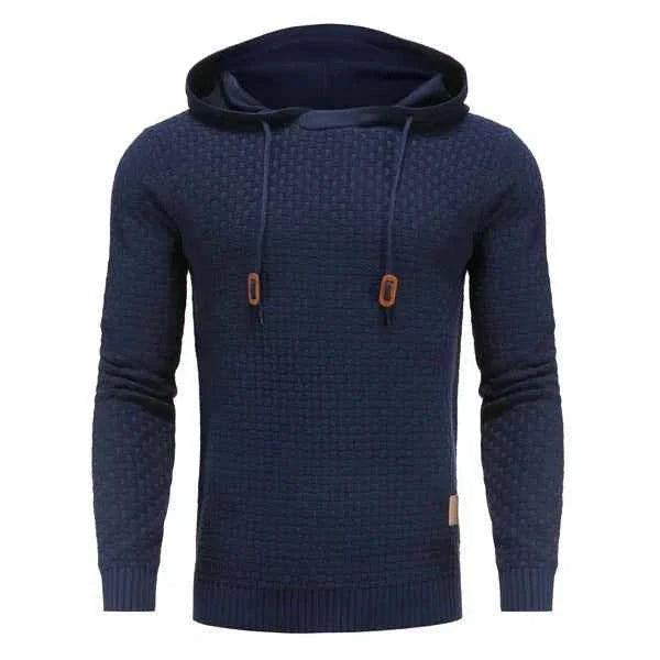 Men's Waffle Knit Hoodie in Navy Blue