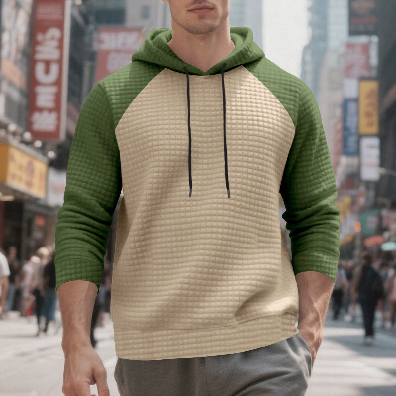 Men's Waffle Raglan Hoodie in Apricot