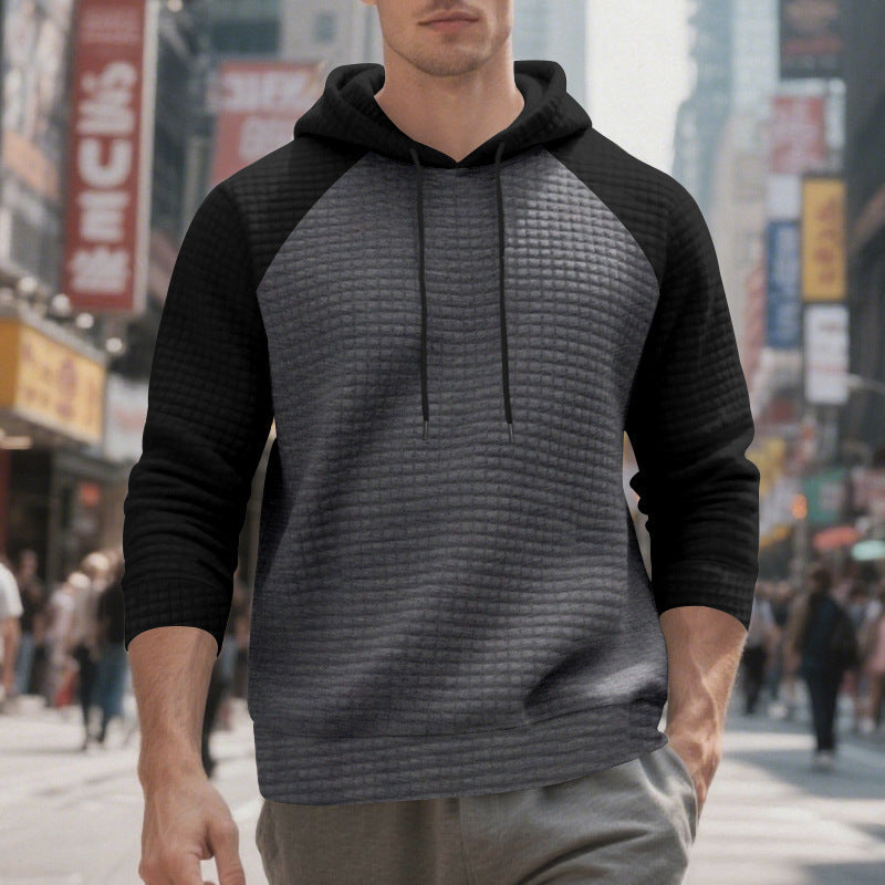 Men's Waffle Raglan Hoodie in Dark Grey