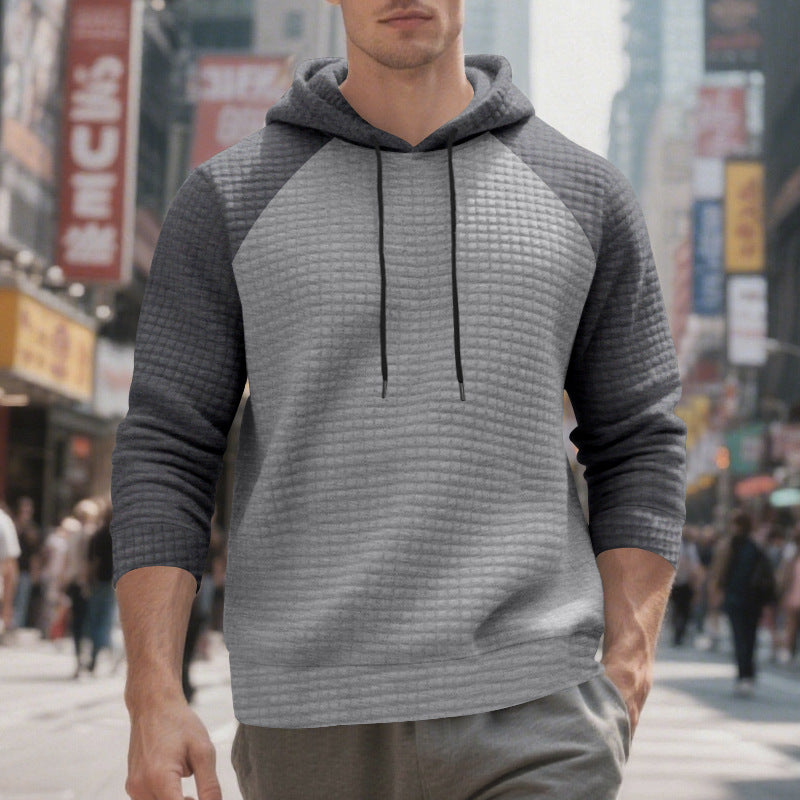 Men's Waffle Raglan Hoodie in Grey