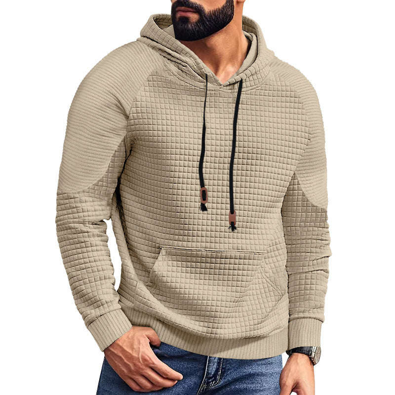 Men's Waffle Texture Hoodie in Khaki