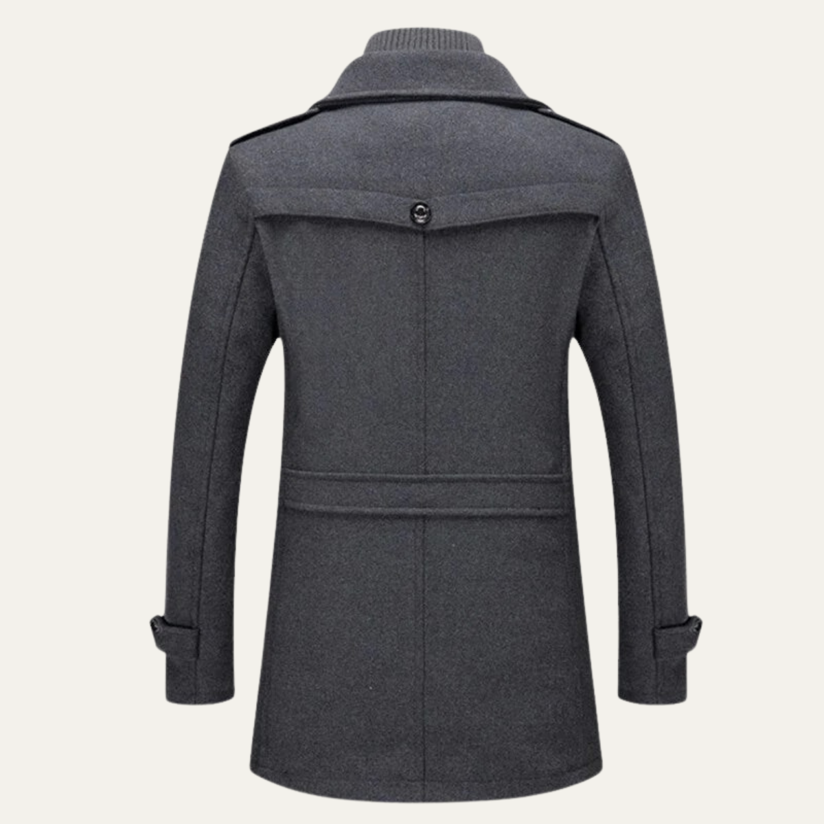 Men's Wool Trench Coat with Knit Collar