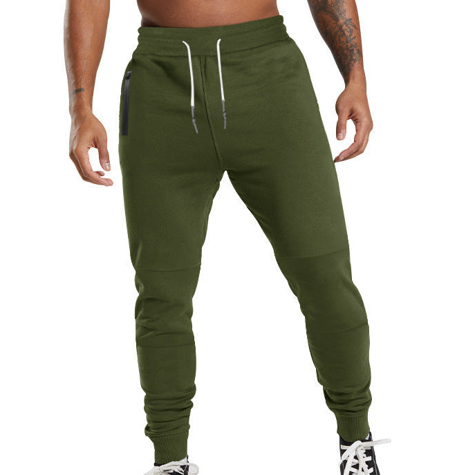 Men's black sporty joggers with functional side pockets and drawstring waistband
