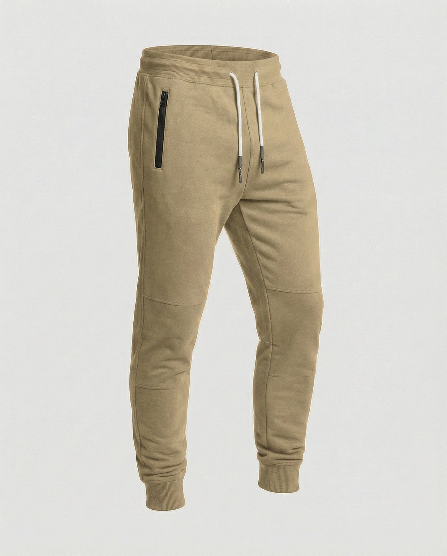 Men's black sporty joggers with functional side pockets and drawstring waistband