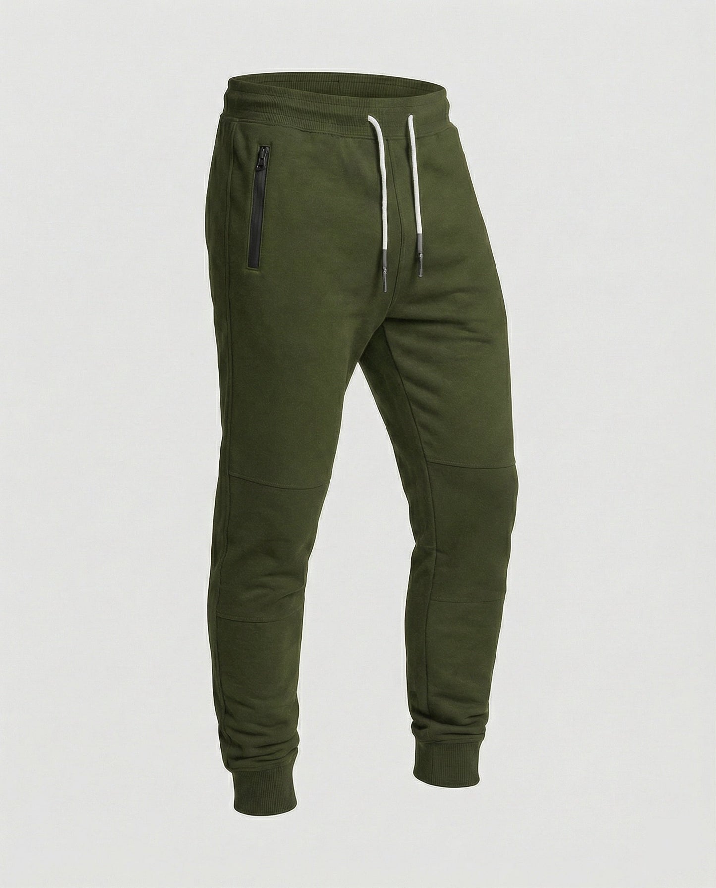 Men's black sporty joggers with functional side pockets and drawstring waistband