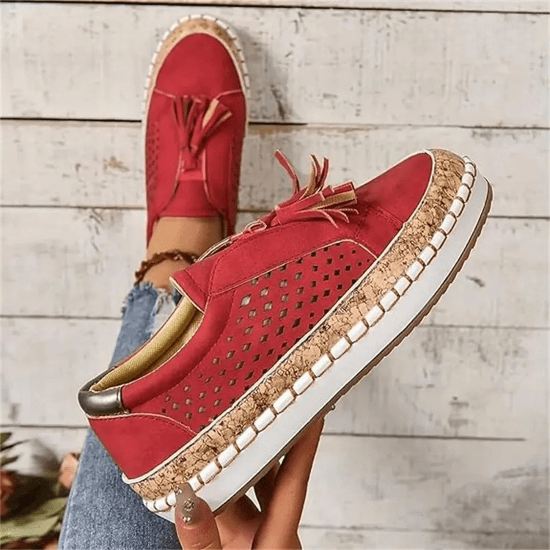 Green textured slip on loafers with reinforced stitching and a low flat sole