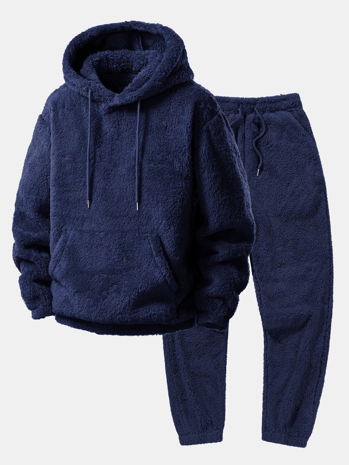 Unisex Teddy Hoodie & Joggers Set in Navy Blue