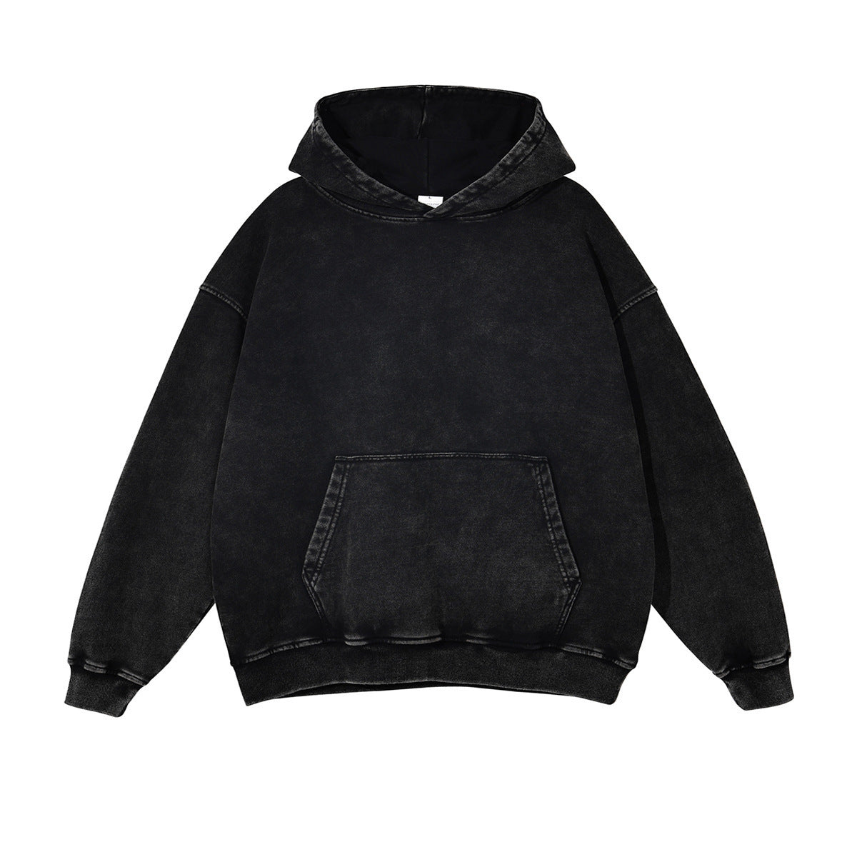 Women's Acid Wash Oversized Hoodie in Batik Black