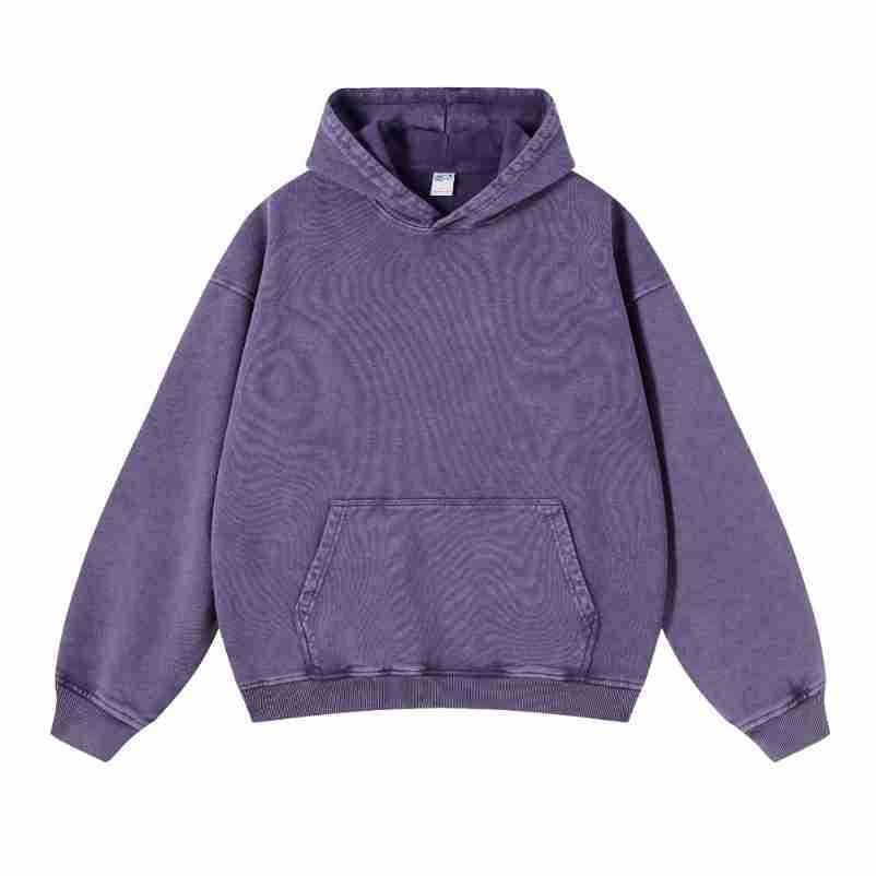 Women's Acid Wash Oversized Hoodie in Batik Dark Purple