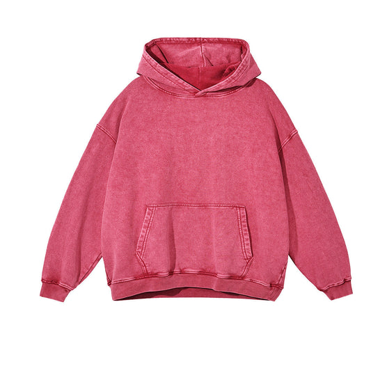 Women's Acid Wash Oversized Hoodie in Batik Dark Red
