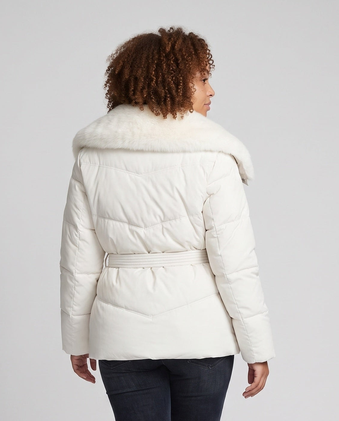Women's Belted Puffer Winter Jacket