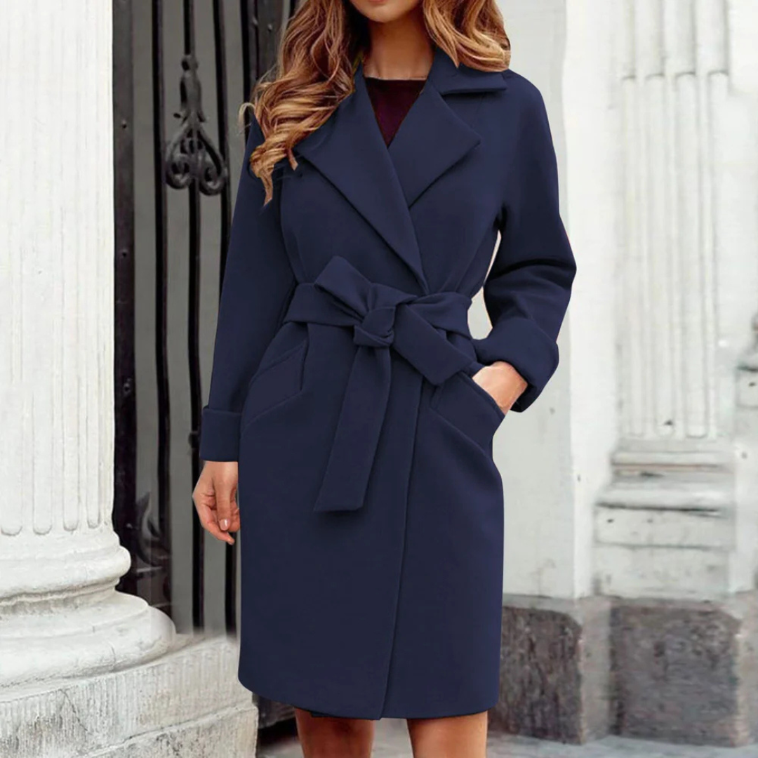 Women's Belted Winter Coat in Navy