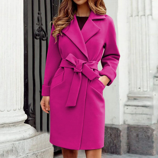 Women's Belted Winter Coat in Pink