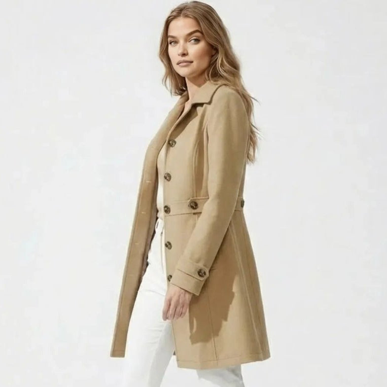 Women's Belted Wool Longline Coat for Winter