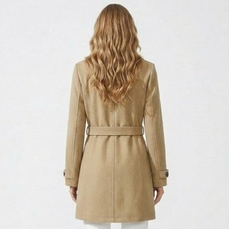 Women's Belted Wool Longline Coat for Winter