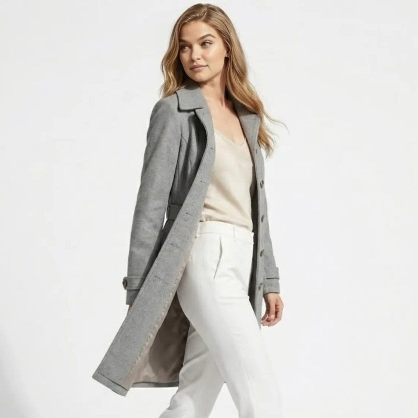 Women's Belted Wool Longline Coat for Winter