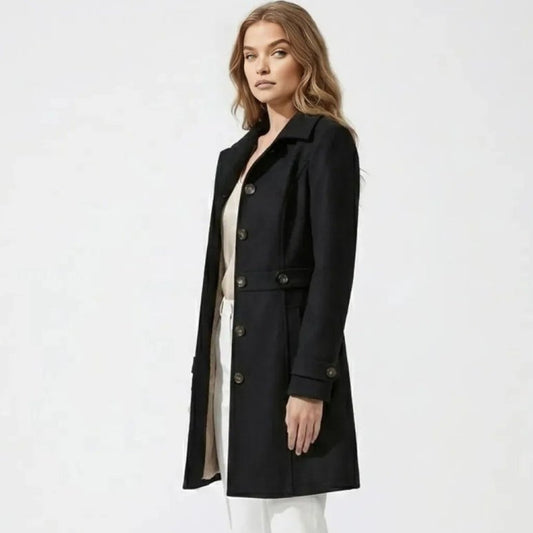 Women's Belted Wool Longline Coat for Winter