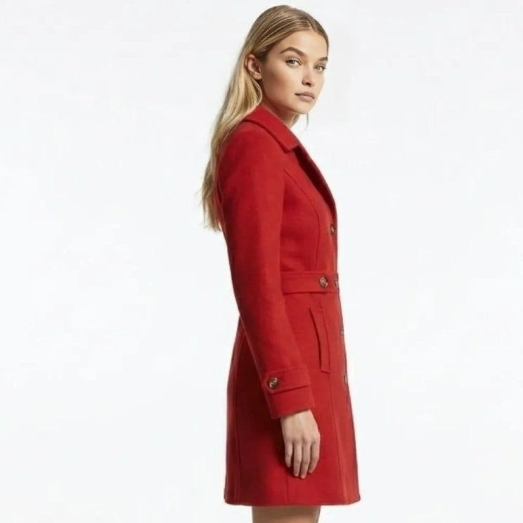 Women's Belted Wool Longline Coat for Winter