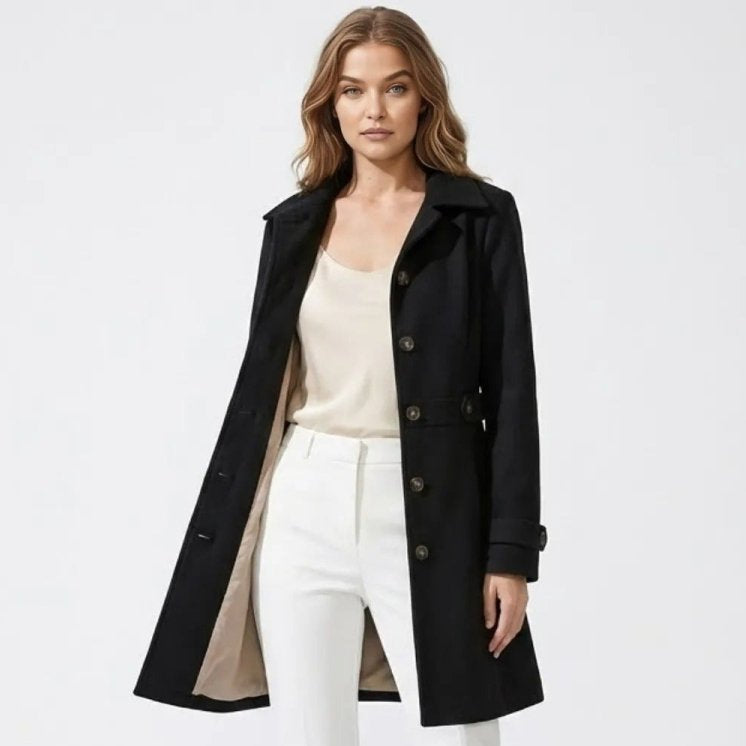 Women's Belted Wool Longline Coat for Winter