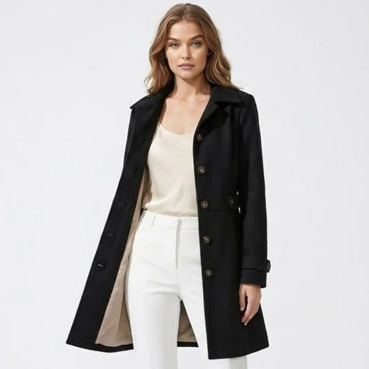 Women's Belted Wool Longline Coat for Winter