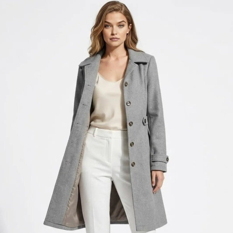 Women's Belted Wool Longline Coat for Winter