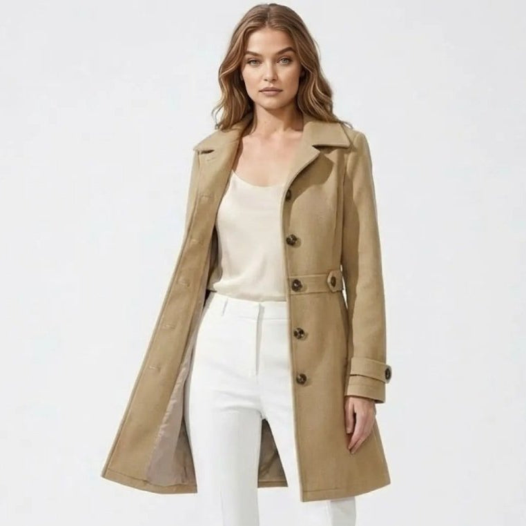 Women's Belted Wool Longline Coat for Winter