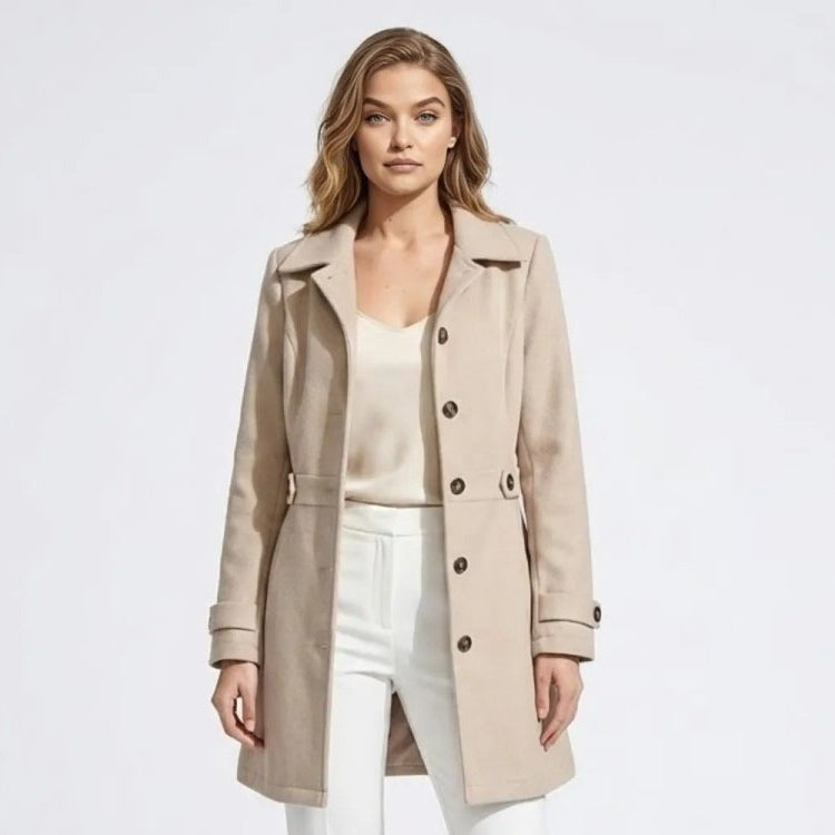 Women's Belted Wool Longline Coat for Winter