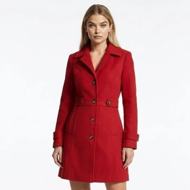 Women's Belted Wool Longline Coat for Winter