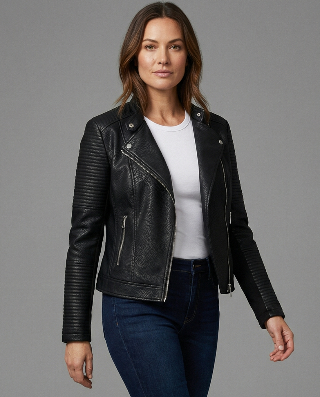 Women's Biker Faux Leather Jacket