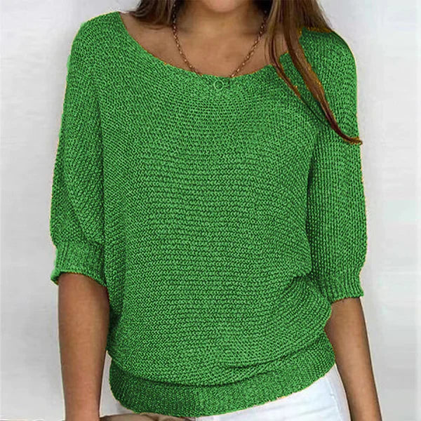 Women's Boat Neck Sweater in Green