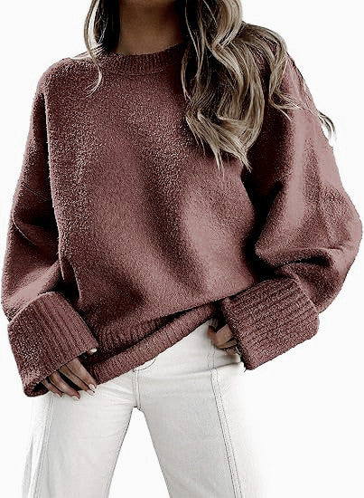 Women's Boucle Knit Sweater in Mocha