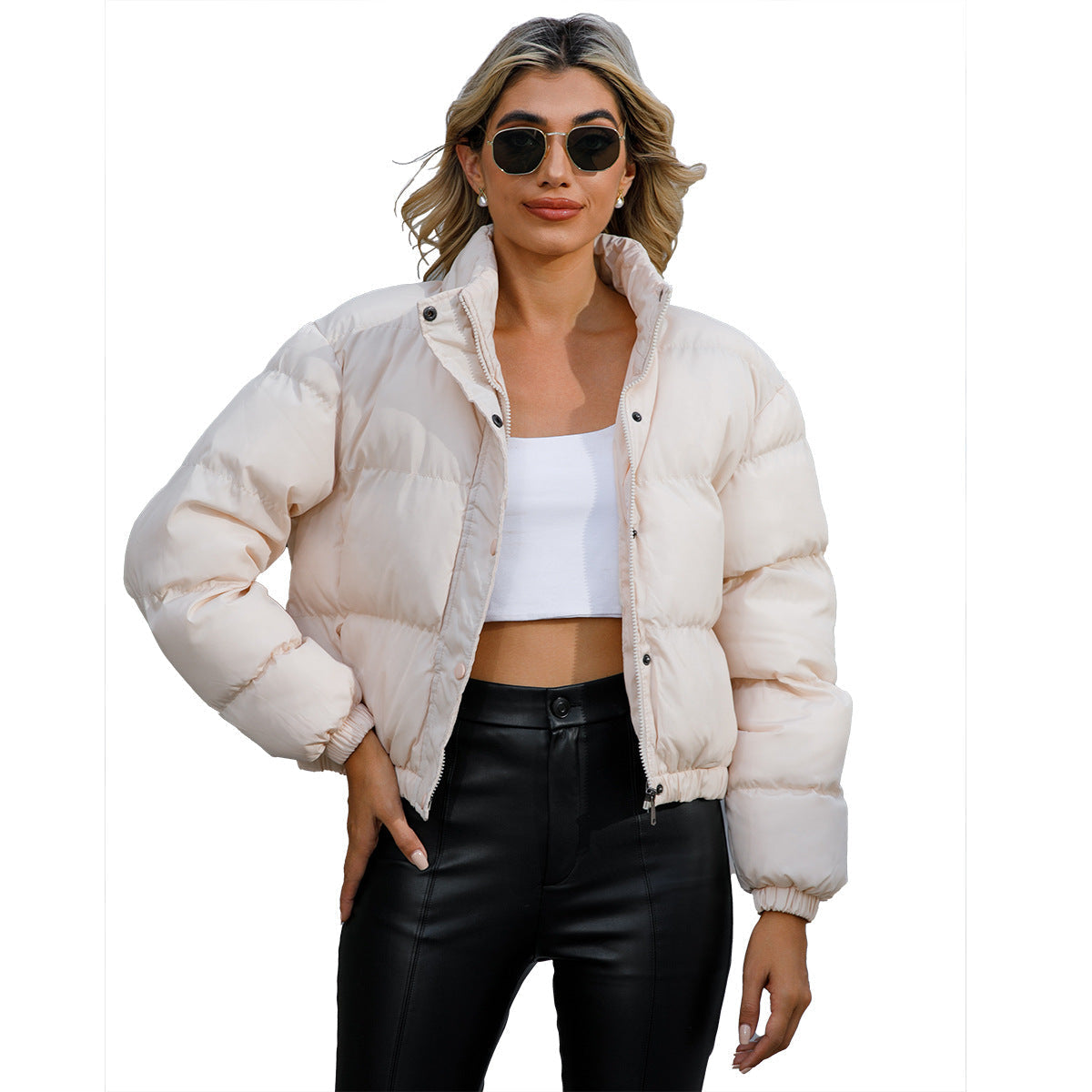 Women's Boxy Cropped Puffer Winter Jacket