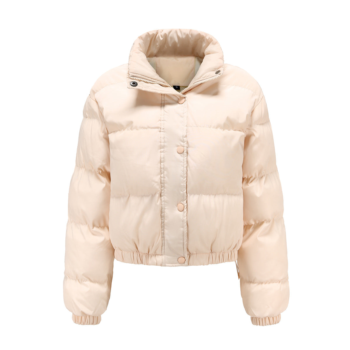 Women's Boxy Cropped Puffer Winter Jacket in Cream