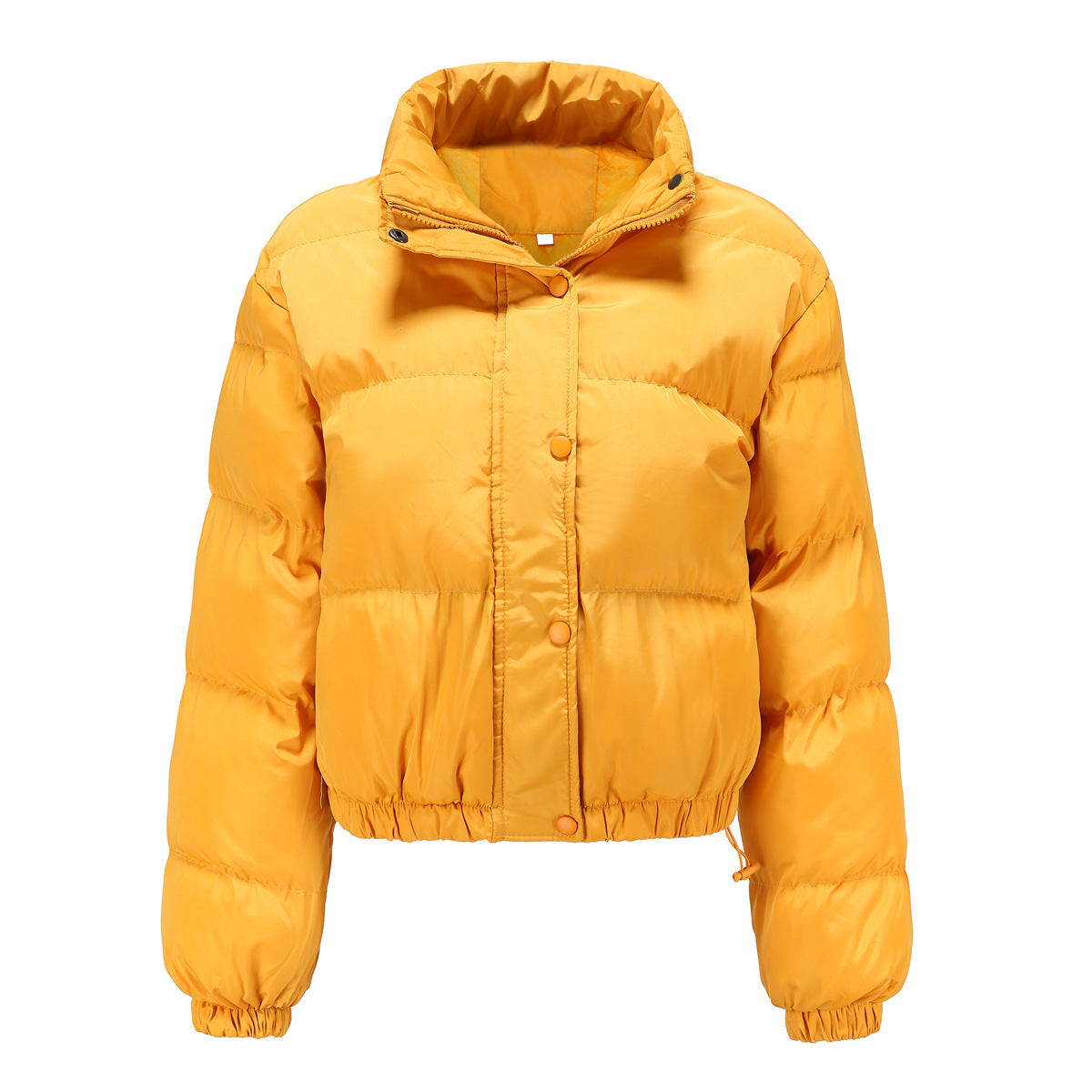 Women's Boxy Cropped Puffer Winter Jacket in Mustard