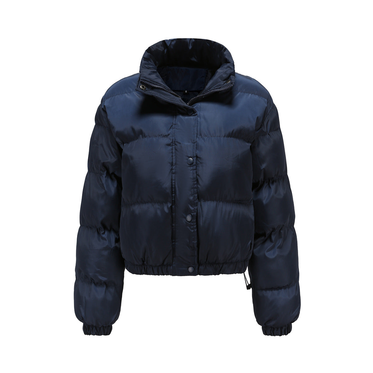 Women's Boxy Cropped Puffer Winter Jacket in Navy
