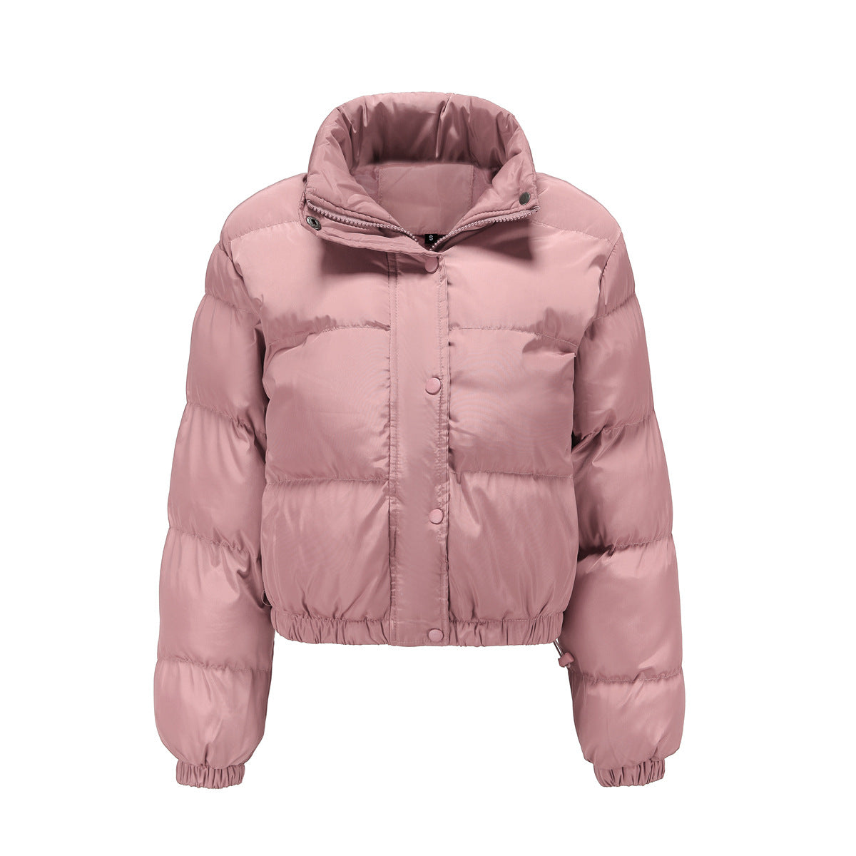 Women's Boxy Cropped Puffer Winter Jacket in Pink