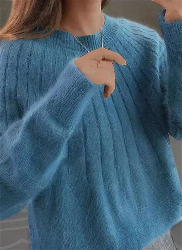 Women's Brushed Rib Knit Sweater in Steel Blue