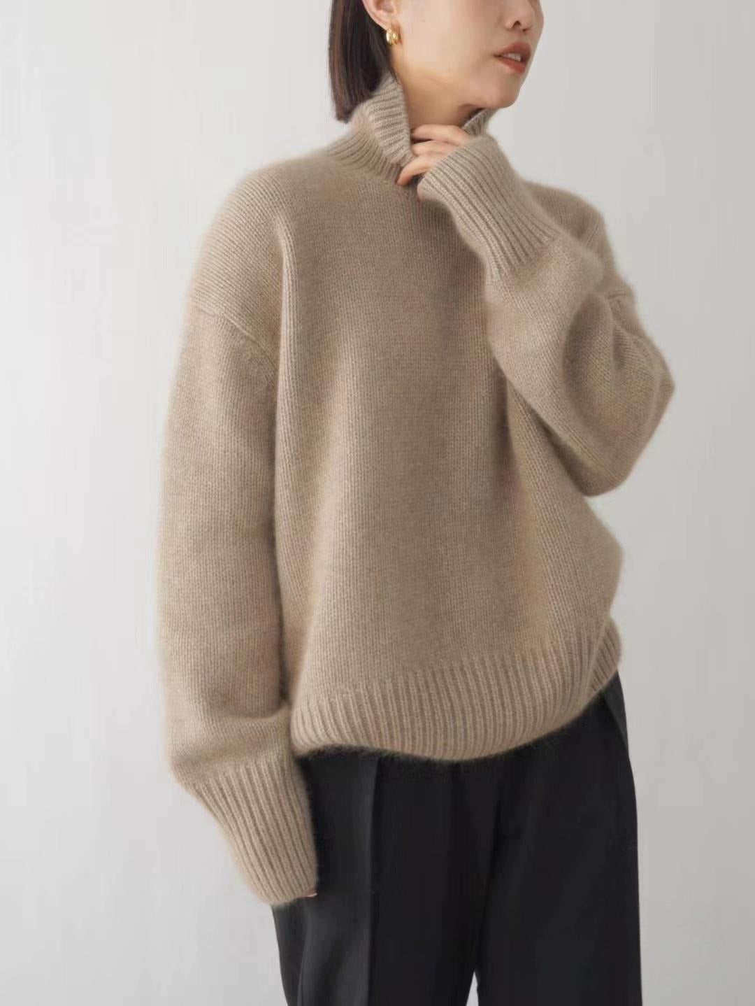 Women's Brushed Roll Neck Sweater in Camel