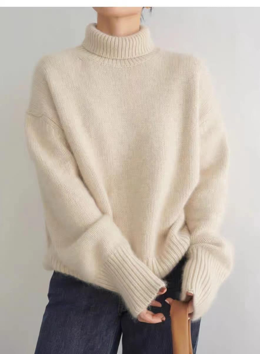 Women's Brushed Roll Neck Sweater in Ivory